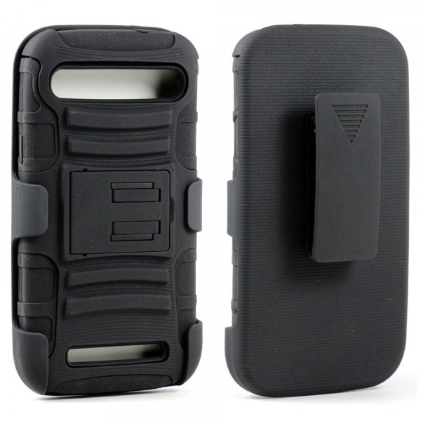 Wholesale ZTE Warp Sync N9515 Armor shell Holster Combo Belt Clip (Black)